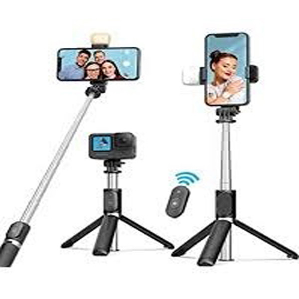 P20S Selfie Stick Foldable Mini Tripod with Fill Light Bluetooth Remote