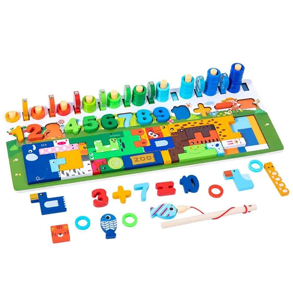 Montessori Six in One Educational Wooden Puzzle Board