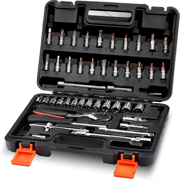 53 Pcs 1/4 inch Ratchet Socket Wrench Set Drive